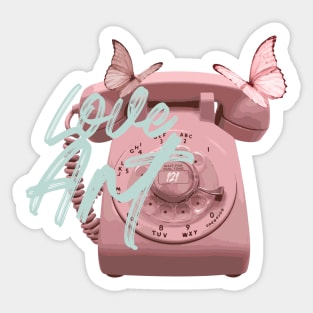 Vintage Phone & Butterflies Sticker